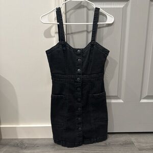 Black Denim Button-Down Dress